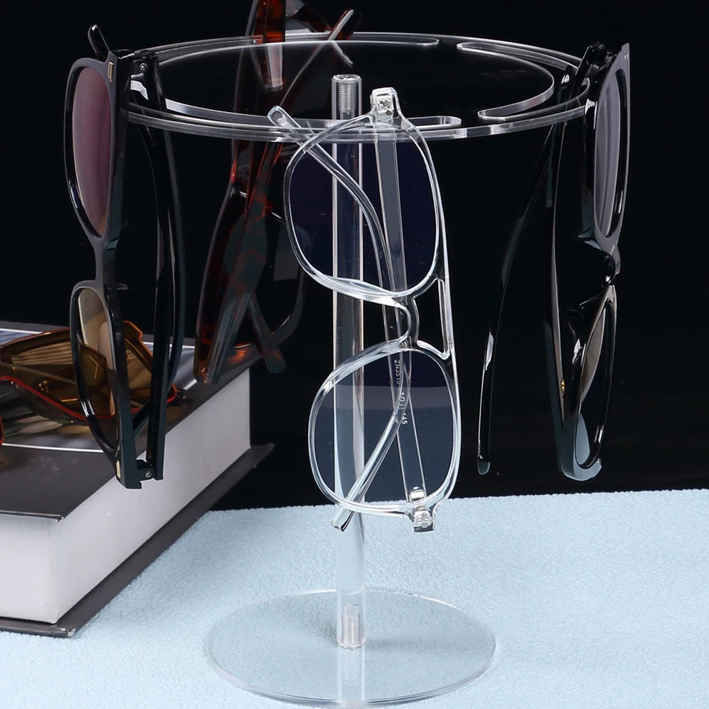 Acrylic Sunglasses Holder Stand 360 Rotating Eyeglasses Display Rack Tabletop Glasses Storage Organizer Zpaxo