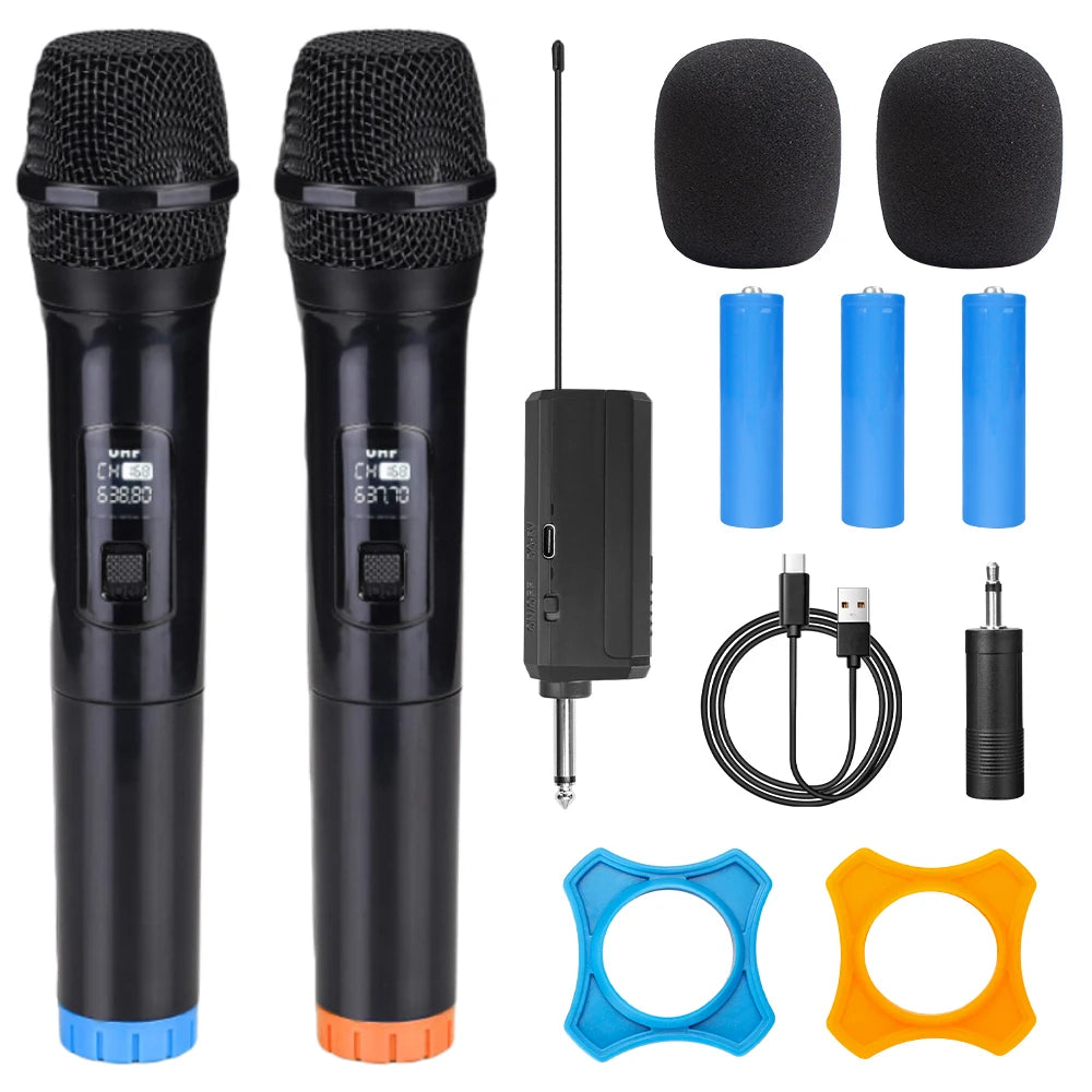 Wireless Microphone Dynamic Handheld Microphones Karaoke Mic Zpaxo One to Two