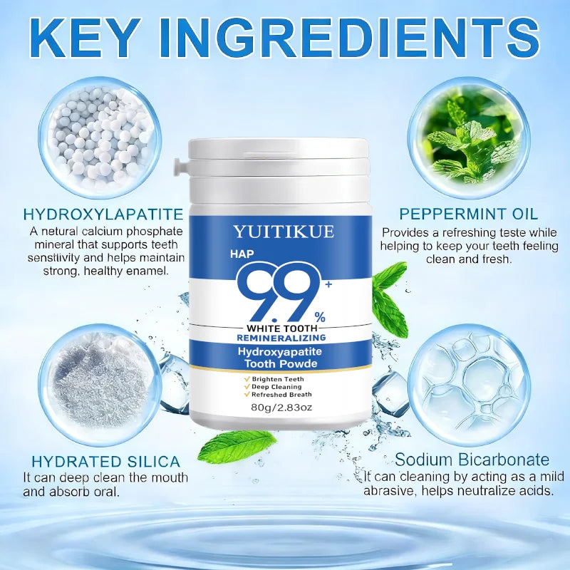 YUITIKUE 9.9% Hydroxyapatite Tooth Powder – Deep Clean & Whiten Hydroxyapatite Tooth Powder Zpaxo