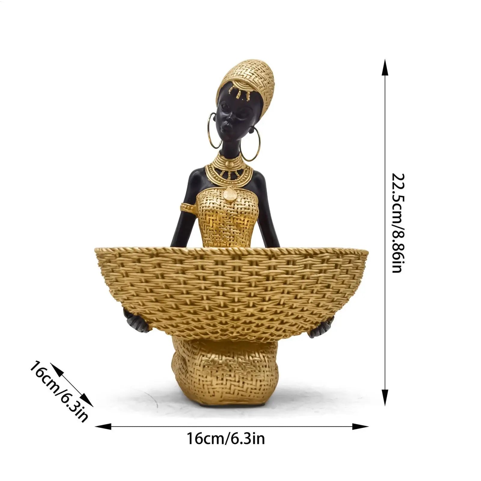 African Statues Vintage Tribal Women Sculpture Gold Black Figurines African Art for Bedroom Living Room Bathroom Apartment Zpaxo