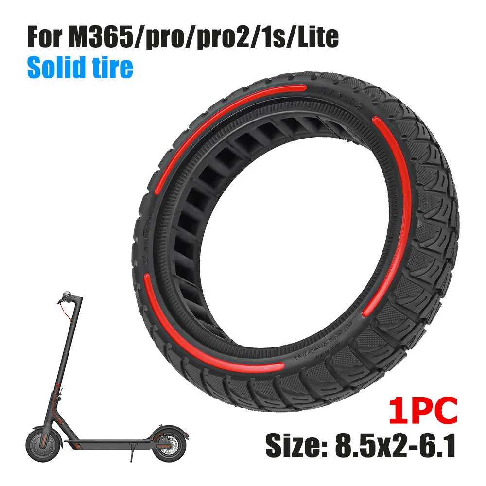 8.5 Inches Damping Durable Wheel 8.5x2-6.1 Honeycomb Solid Tire Colorful for Xiaomi M365 PRO PRO2 1S List Electric Scooter Tyre Zpaxo 1PC Red