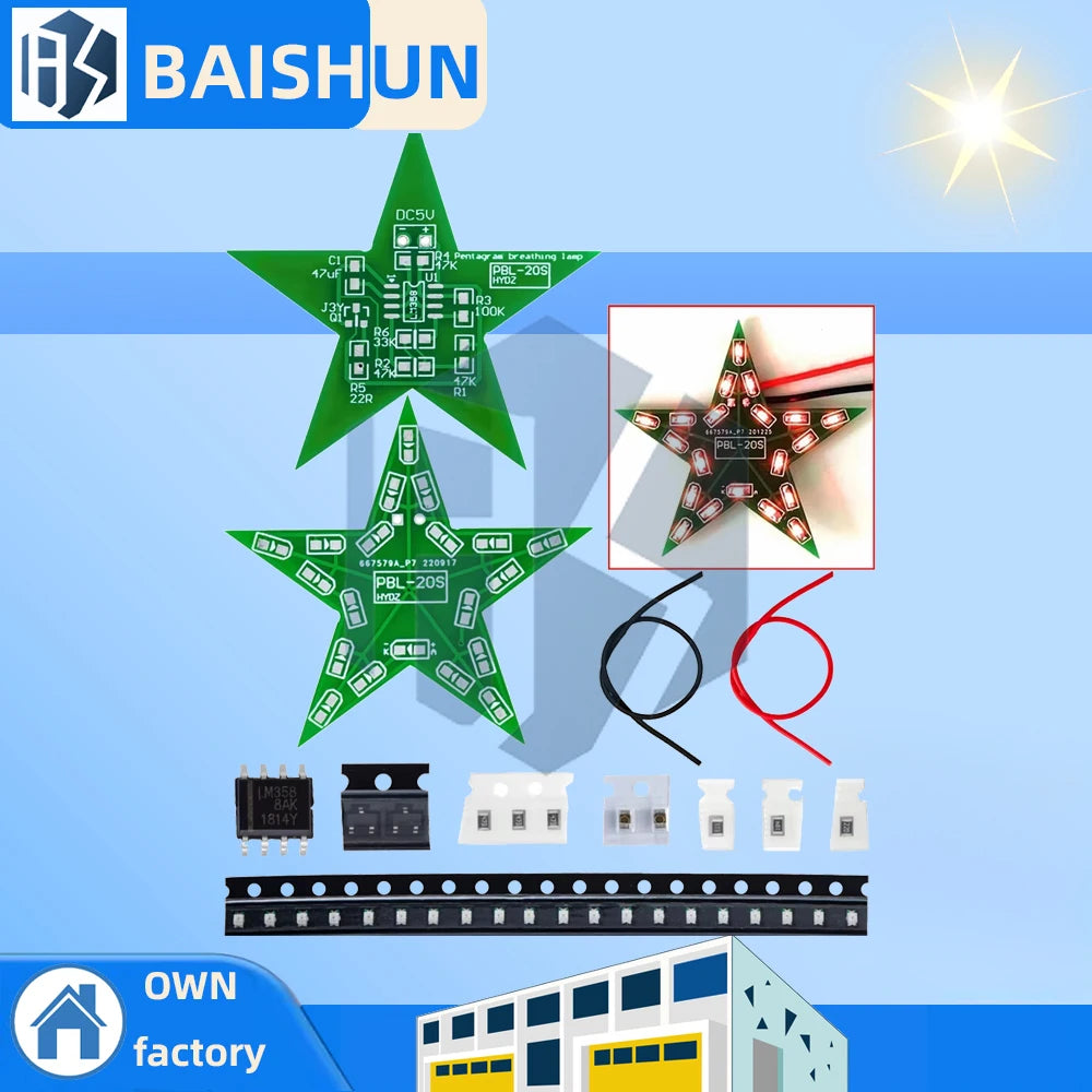 Student-focused DIY Soldering Training Gradient RGB Five-pointed Star Zpaxo