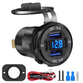 4 Ports Dual PD Port QC 3 0 USB Car Charger Voltmeter Socket Power