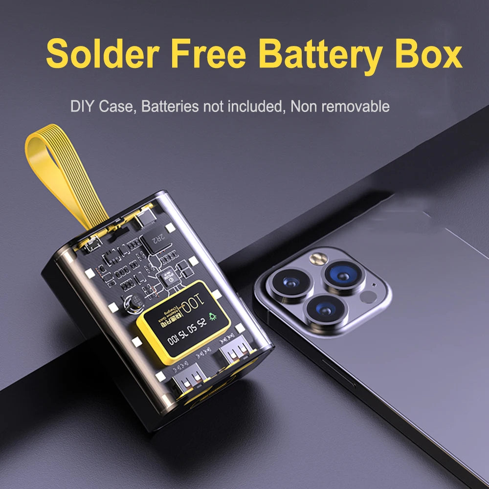 18650 DIY Power Bank Cases Battery Storage Box Large Screen Digital Display Night Light Dual USB Charge Shell for iPhone Xiaomi Zpaxo