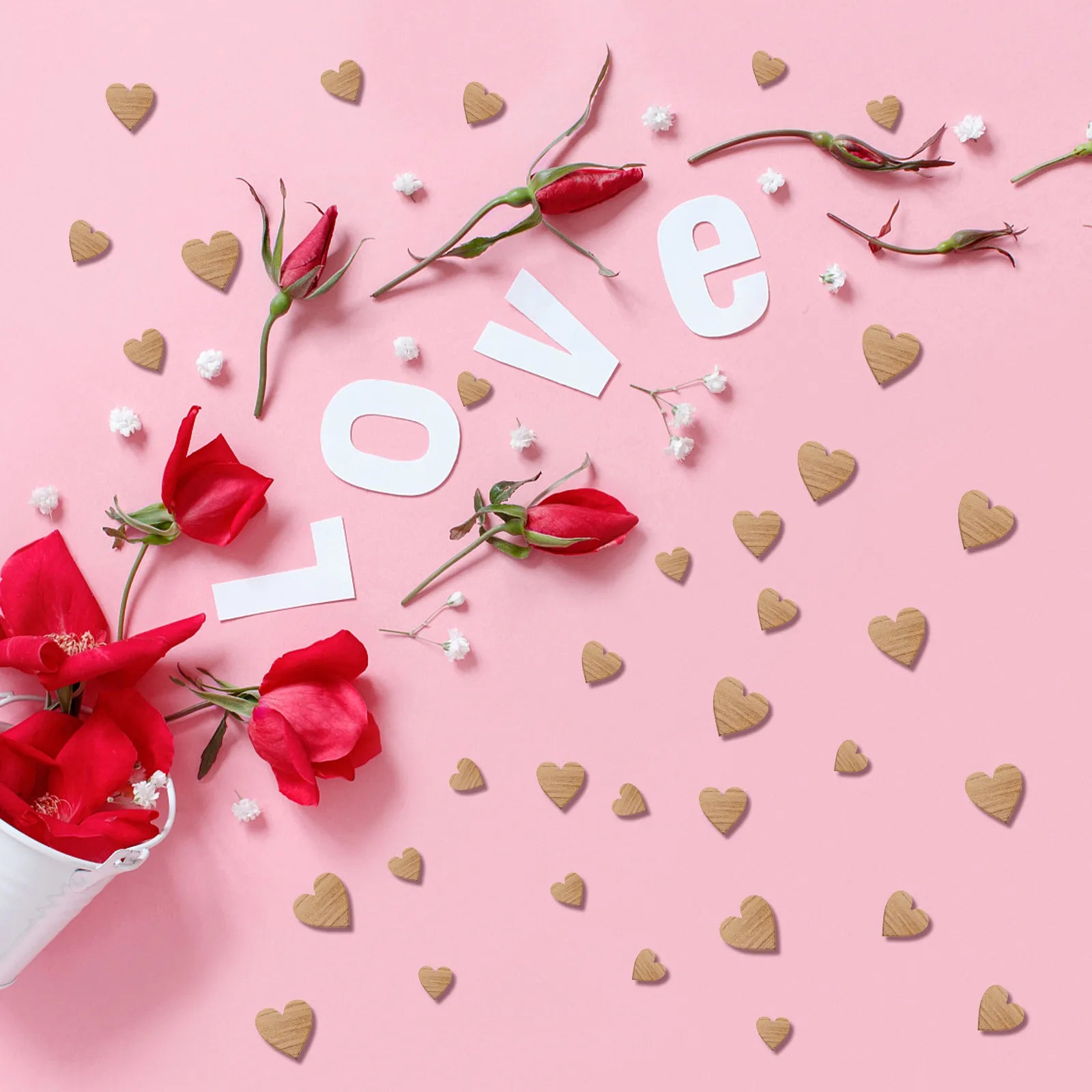 Wooden Heart Slices Natural Craft Cutouts DIY Valentine Day Projects