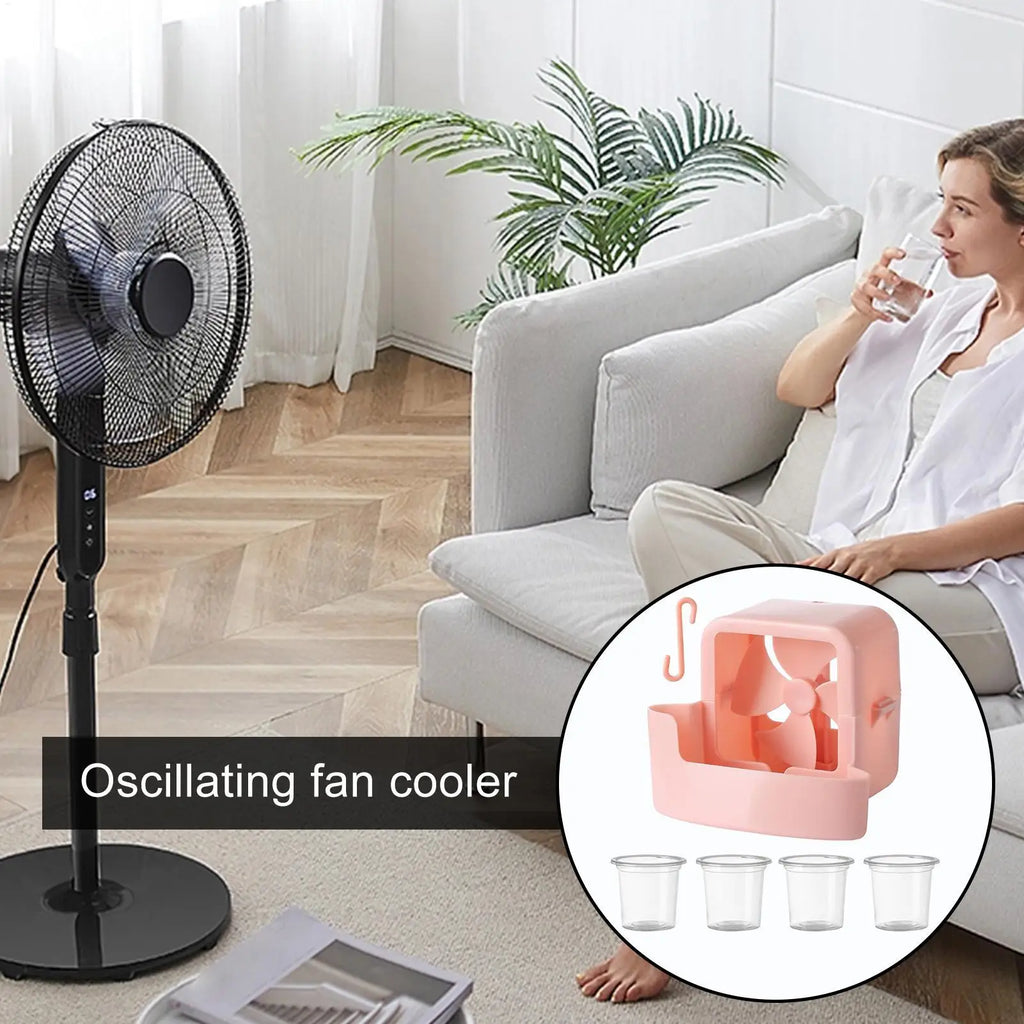 Electric Fan Hanging Cooling Tool 4 Ice Cup Household Floor Mist