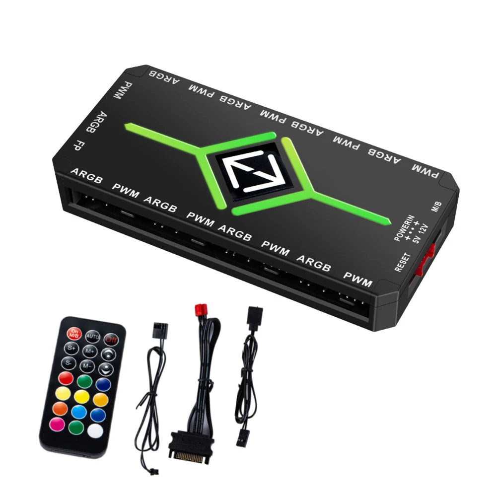 1 9 5V 3 Pin ARGB Controller Cooling Fan Hub PWM Addressable Computer
