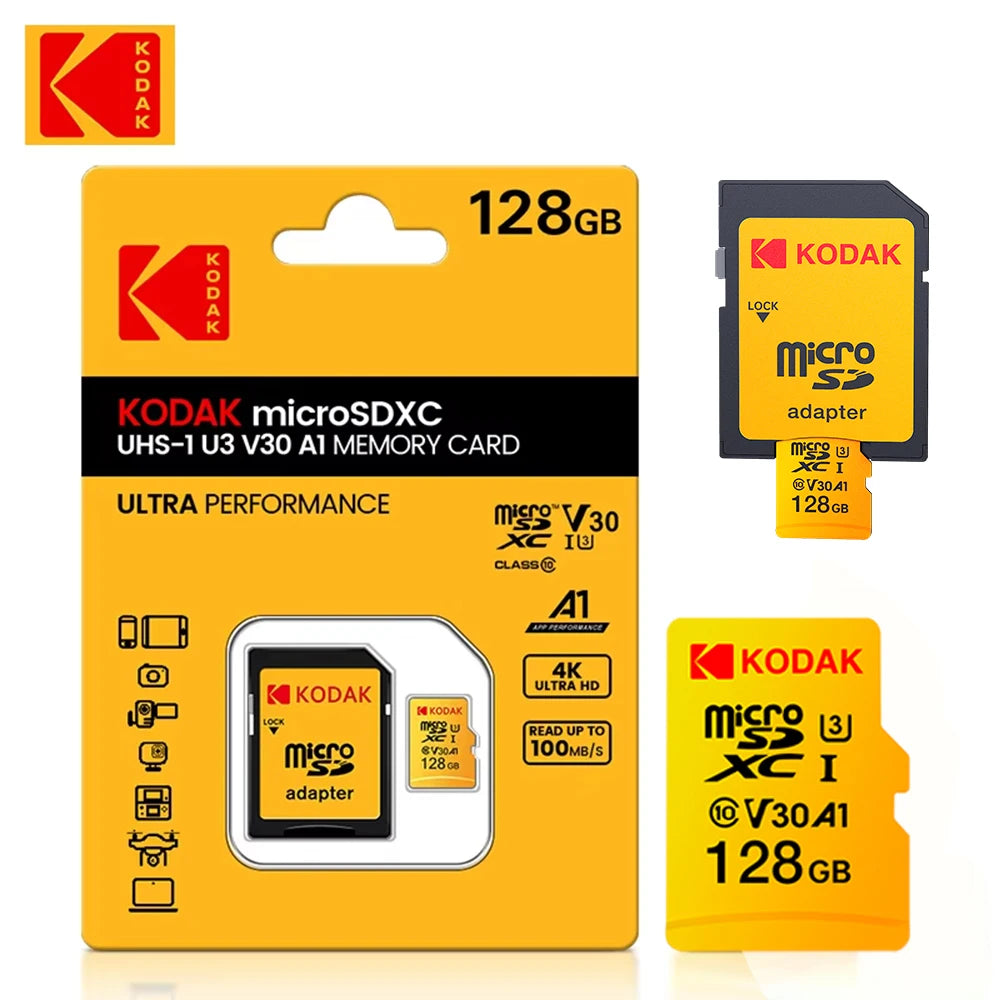 KODAK High Speed 128G Micro SD Memory Card Class 10 Micro TF flash usb pen drive card for Smartphone UAV monitor Zpaxo