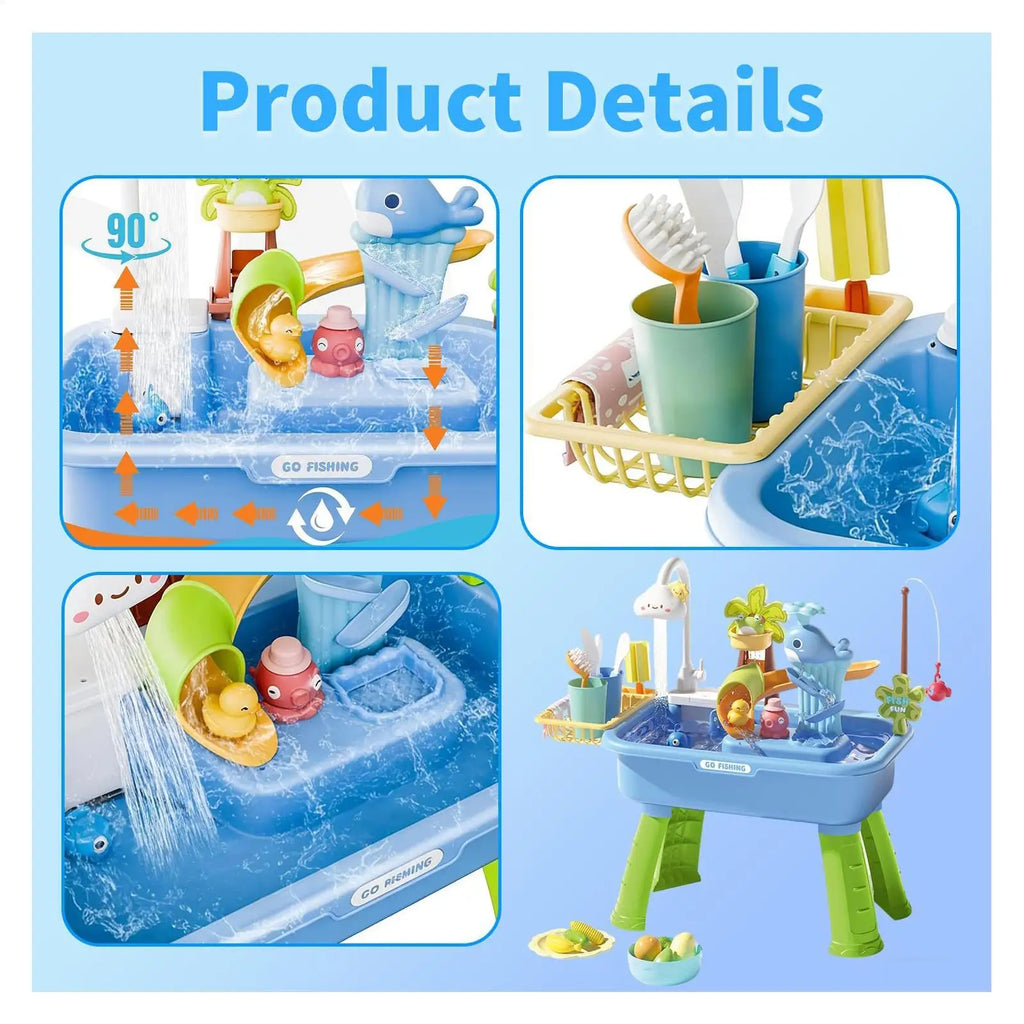Children's Kitchen Toys Electric Fun Play Water Wash Basin Fishing
