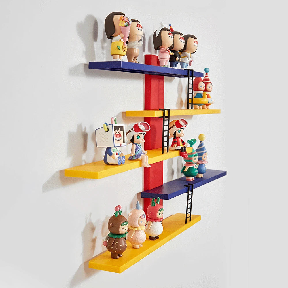 Figure Toy Display Stand Wall Mounted Handwork Blind Box Floating Shelves DIY Colorful Display Rack Ladder Storage Display Rack Zpaxo