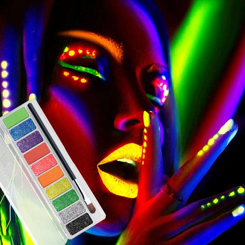 10-Color Fluorescent Dark Eyeshadow Palette Pigmented Pearlescent Zpaxo