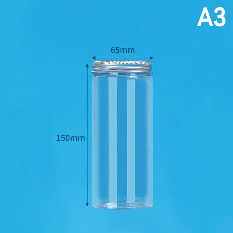 Aluminum Packing Bottle PET Clear Empty Seal Circular Bucket Storage