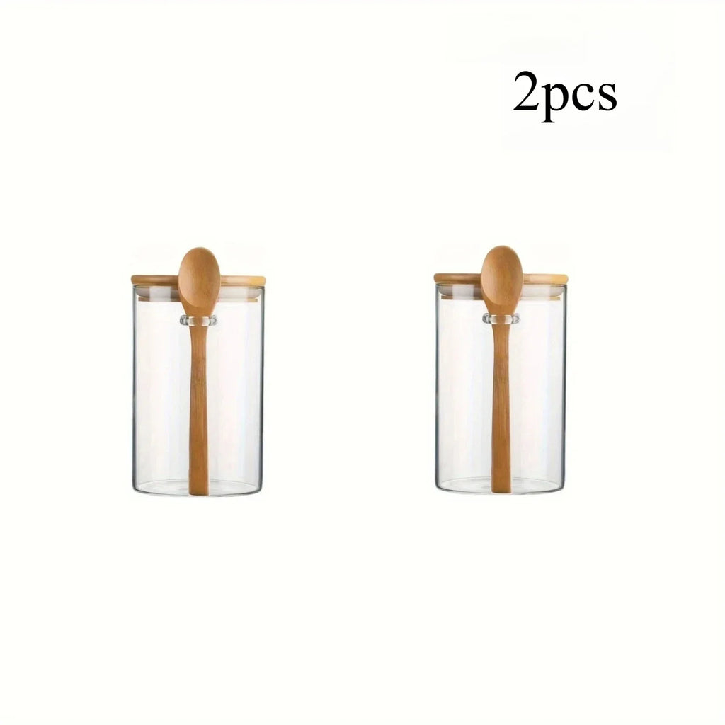 280ml Airtight Glass Jar with Bamboo Lid & Spoon – 10oz Food Storage Glass Storage Jar Zpaxo 2 pcs