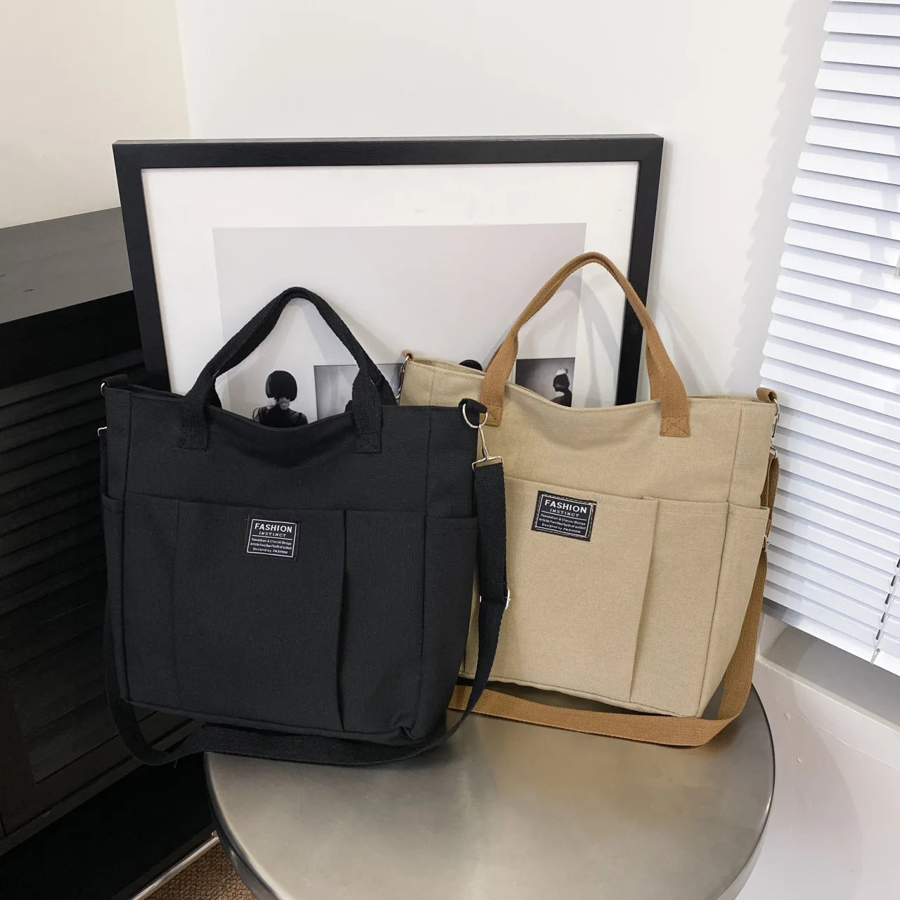Large Canvas Tote Bag Women Minimalist Work Extra Wide Commuting