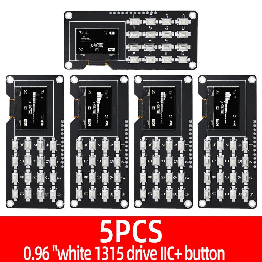 SSD1106/SSD1315 0.96/1.3" OLED Keypad Module – 4x4 16-Key Combo for Arduino DIY Zpaxo 5pcs 0.96 4P white