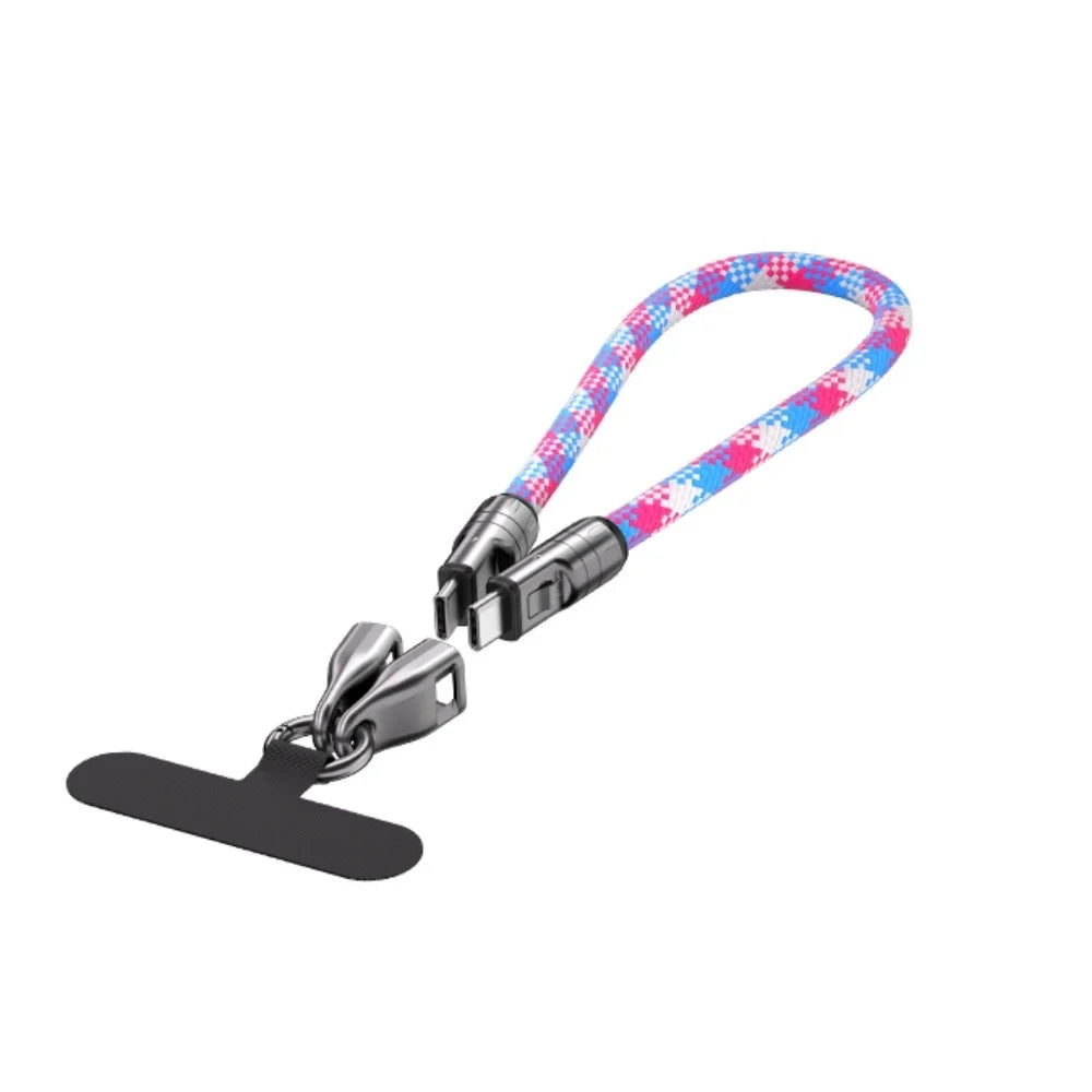 240W USB-C to USB-C Keychain Cable – iPhone 15 16 & Samsung USB-C Charging Cable Zpaxo Pink 1.2m