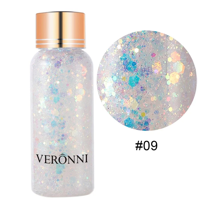 Body Sparkling Sequins Glitter Gel Eyeshadow,Stage Glitter Eyeshadow Highgloss Face Brighten Stage Makeup For Music festival Zpaxo 09