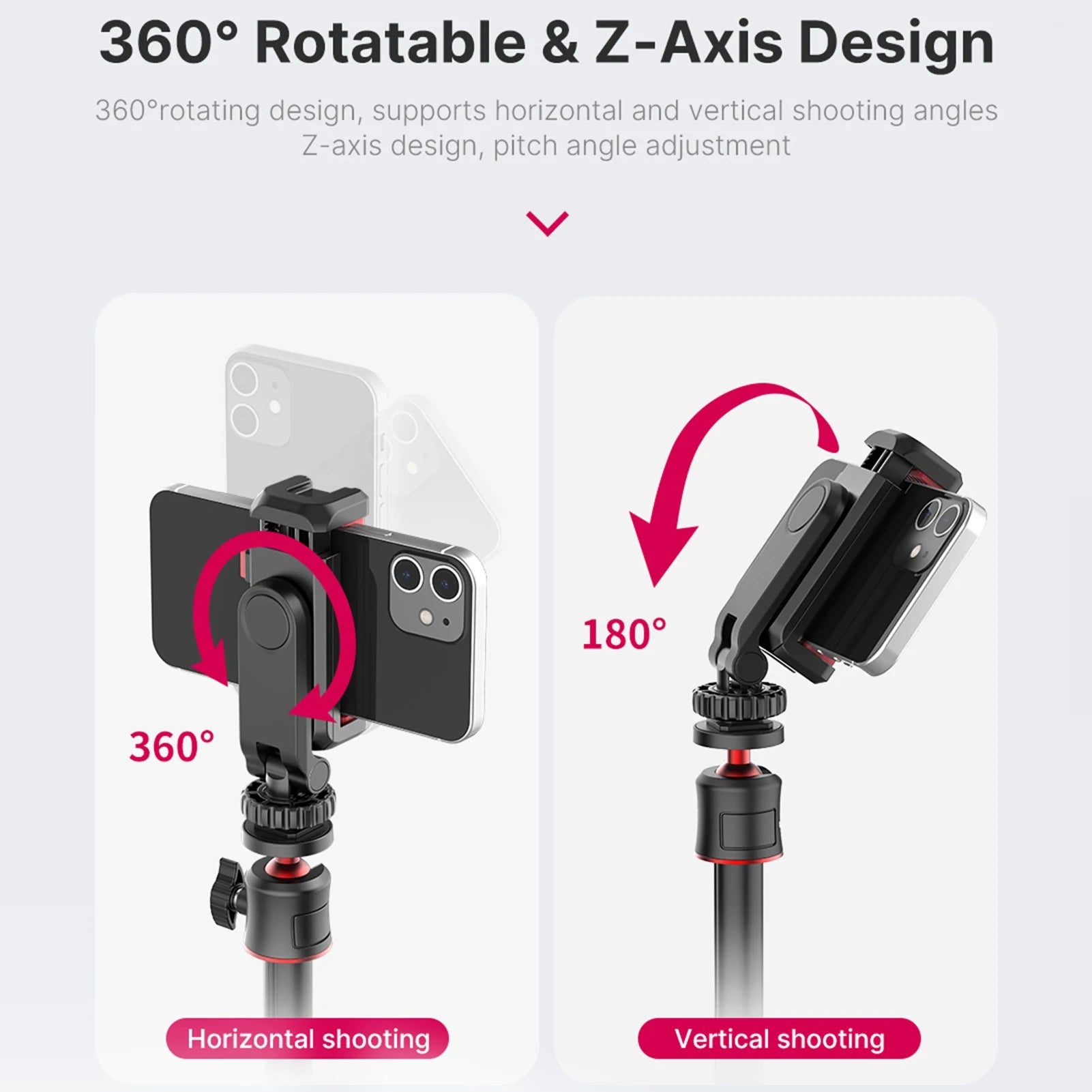 Multi-functional Phone Holder Clamp Tripod Mount 360 Rotatable Dual