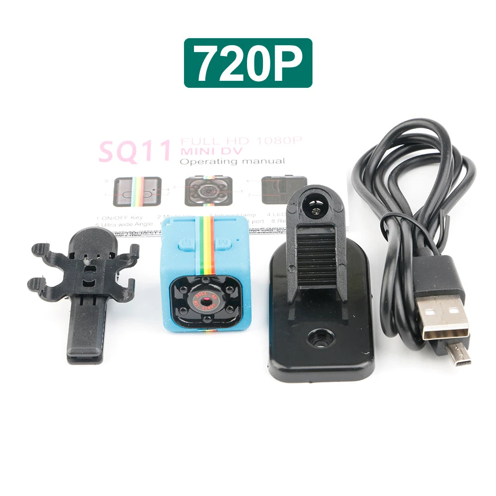 SQ11 Mini Camera 1080P Mini Night Vision Sports Camera Record Monitor Camcorders Video Protection Remote Surveillance Smart Home Zpaxo 720P Blue Only Camera