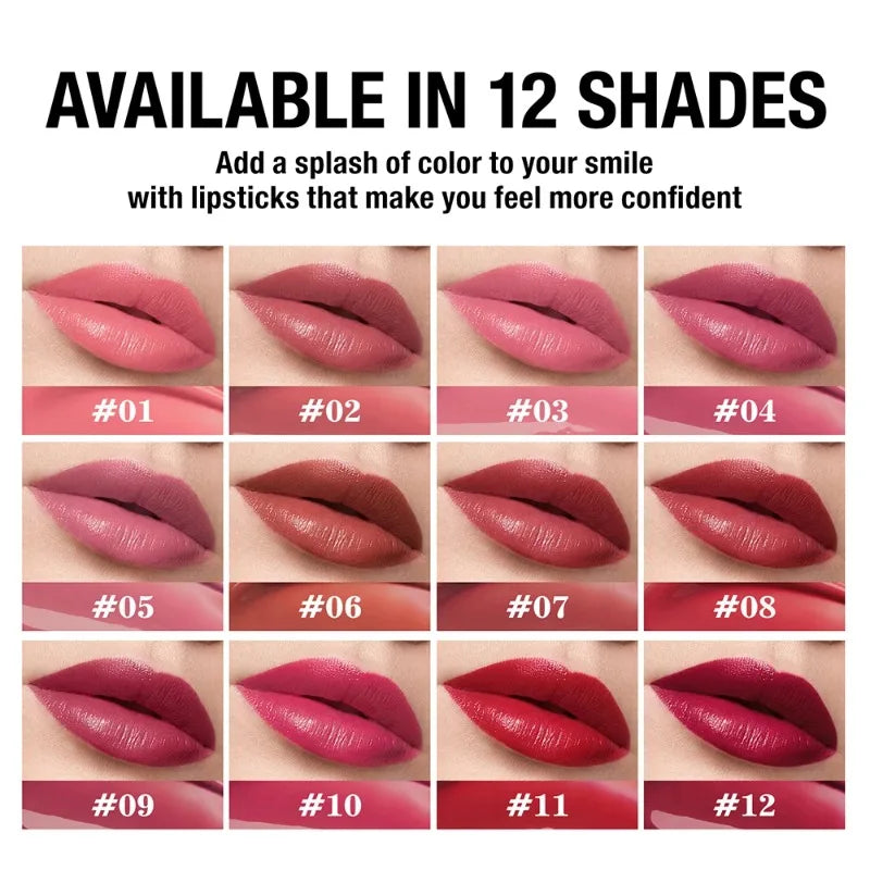 12 Colors Matte Lip Gloss Waterproof Long-lasting Velvet Non-drying