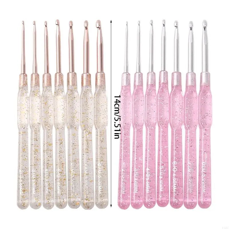 Knitting Tool Crochet Hook Pink Rubber Handle Multiple Gauges Storage