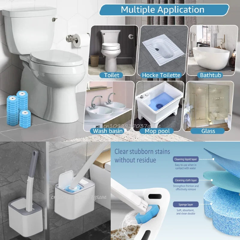 Disposable Toilet Brush Replaceable Wall-mounted Long Handle Toilet Brush Cleaning Tools WC Bathroom Toilet Set Accessories Zpaxo