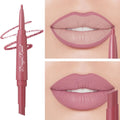 Permanent Lipliner And Lipstick Dual-Ended Velvet Matte Lasting Waterproof 24 Hour Nude Chestnut Non-Sticky Lip Contour Makeup Zpaxo 08