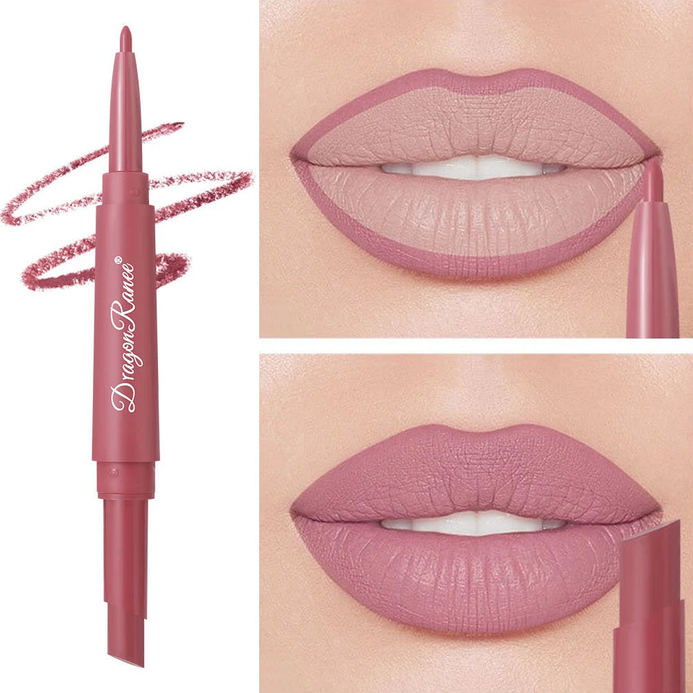 Permanent Lipliner And Lipstick Dual-Ended Velvet Matte Lasting Waterproof 24 Hour Nude Chestnut Non-Sticky Lip Contour Makeup Zpaxo 08