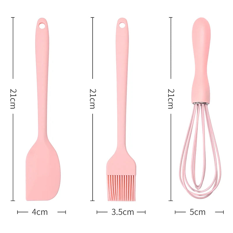 3PCS/SET Whisk Barbecue Oil Brush Gadget Kitchen Supplies Silicone Baking Set Cake Cream Spatula Scraper Kitchen Household Egg Zpaxo