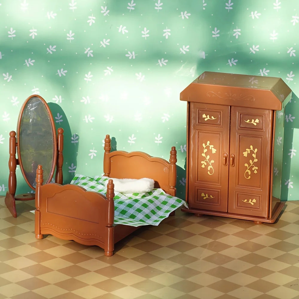 Miniature Planting Scene Vintage Dressing Table Bedroom Dollhouses