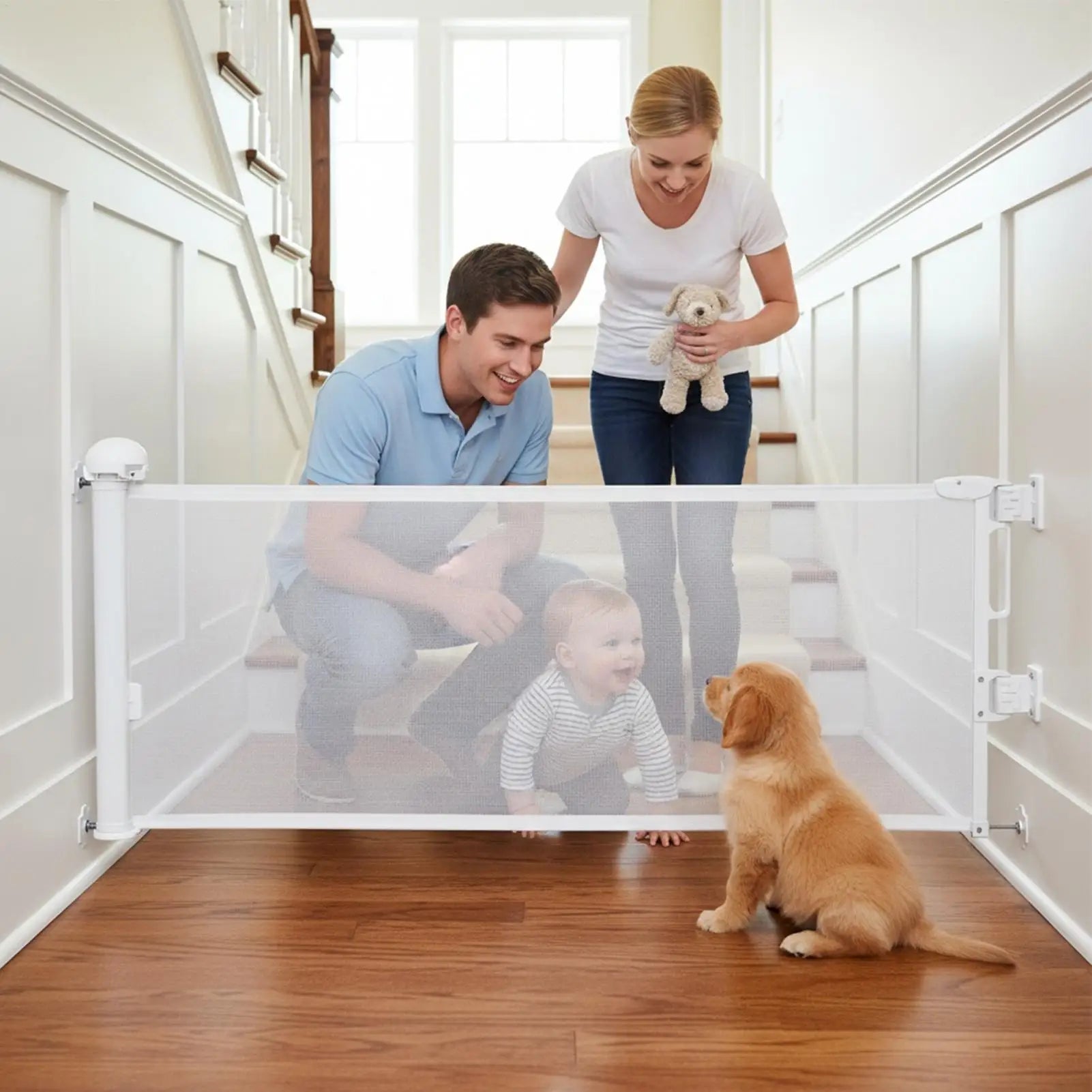 Retractable Pet Gate 17.7x59inch Enclosure Safety Fence Guard Retractable Pet Gates For Dogs For Indoor Outdoor Doorways Zpaxo