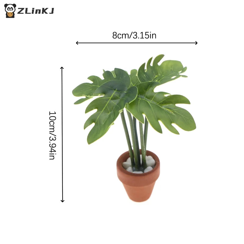 ▶1Pcs 1:12 Dollhouse Simulation Green Plant Potted Model Doll Home Living Room Decoration Micro Landscape Garden Scene Ornament Zpaxo