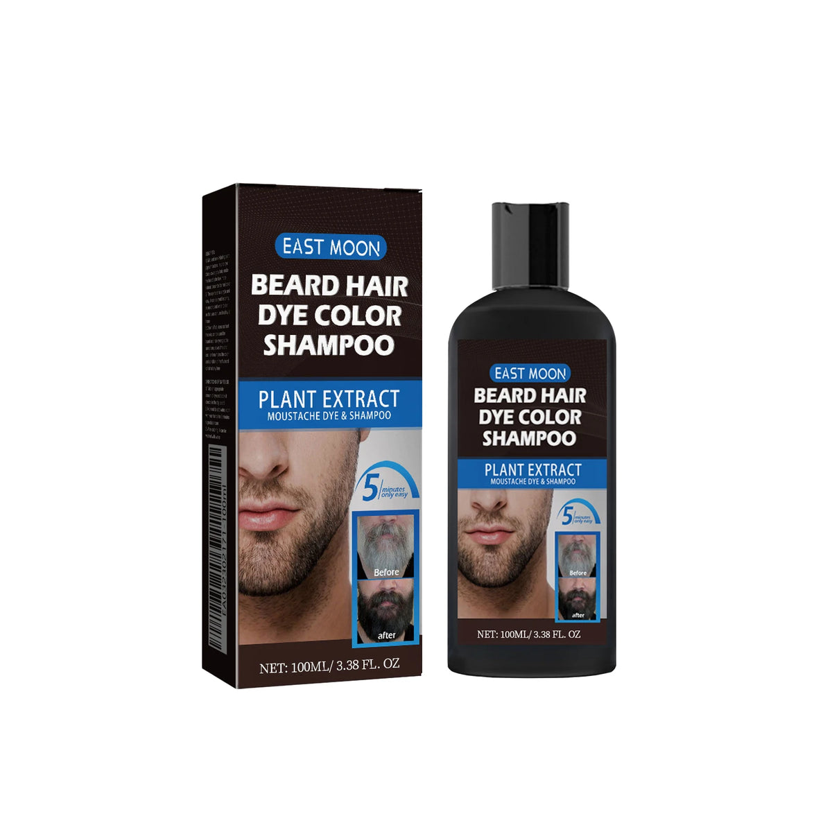 100ml Herbal Extract Fast Permanent Black Dye Grey Hair Shampoo Natural Black Beard Dye Shampoo For Men Hair Color Dye Cream Zpaxo 100ml