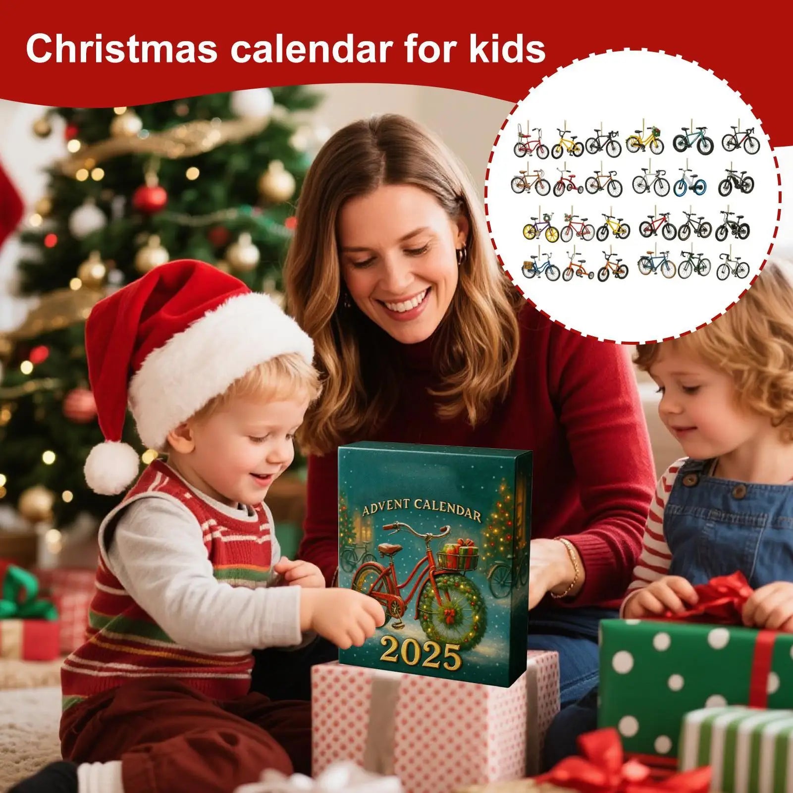 Bicycle Theme Advent Calendar 24 Days Countdown Christmas Tree