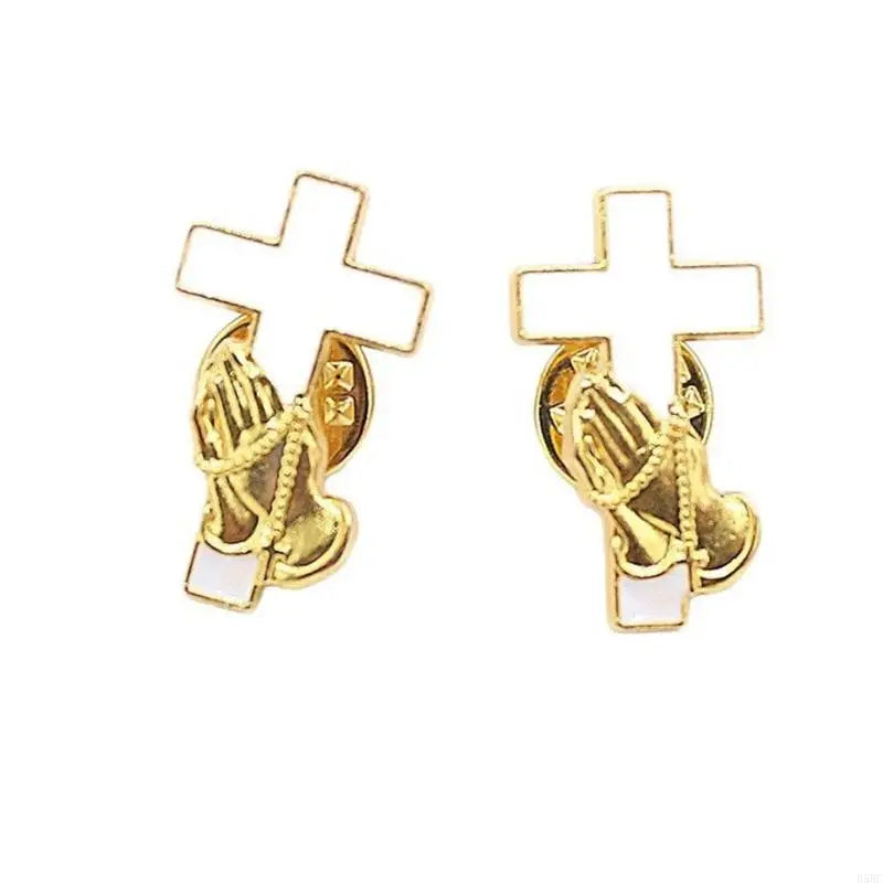 Hand Holding Crossed Brooch Inspirational Religious Lapel Pin Custome