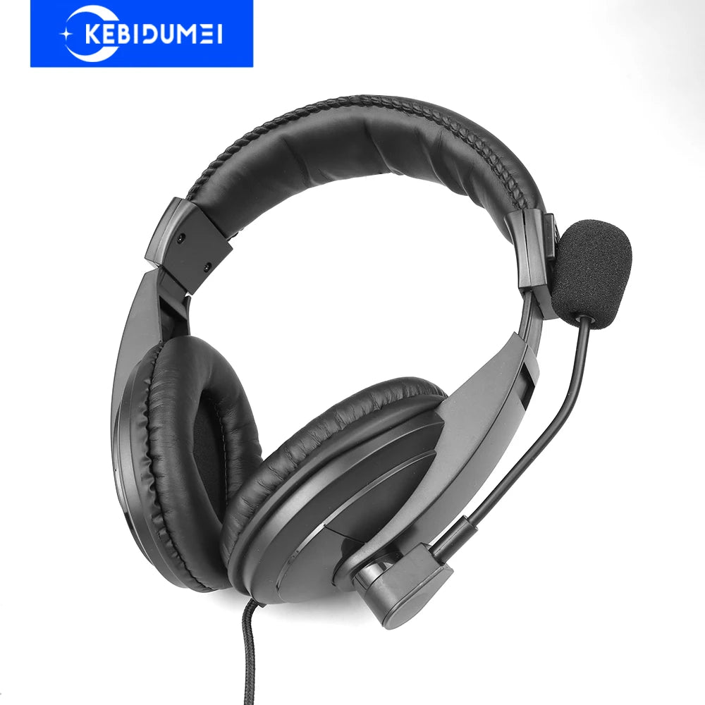 Wired Headphones Operator Headsets Mic Noise Reduction Earphones