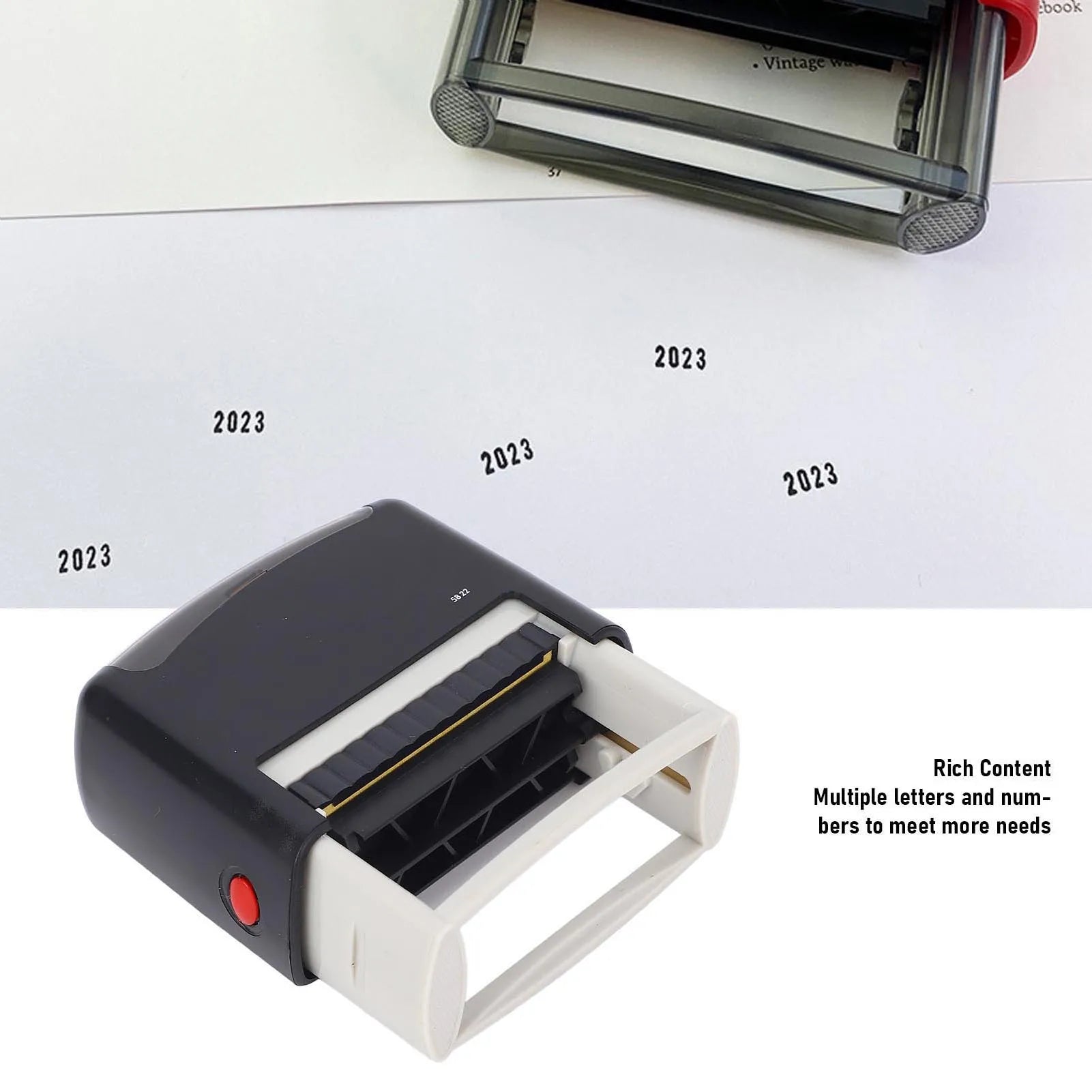 Self Inking Stamper Letter Number Symbol Refillable Automatic Press Stamper Ink Stamper for Office School Home 58x22MM Shell Zpaxo
