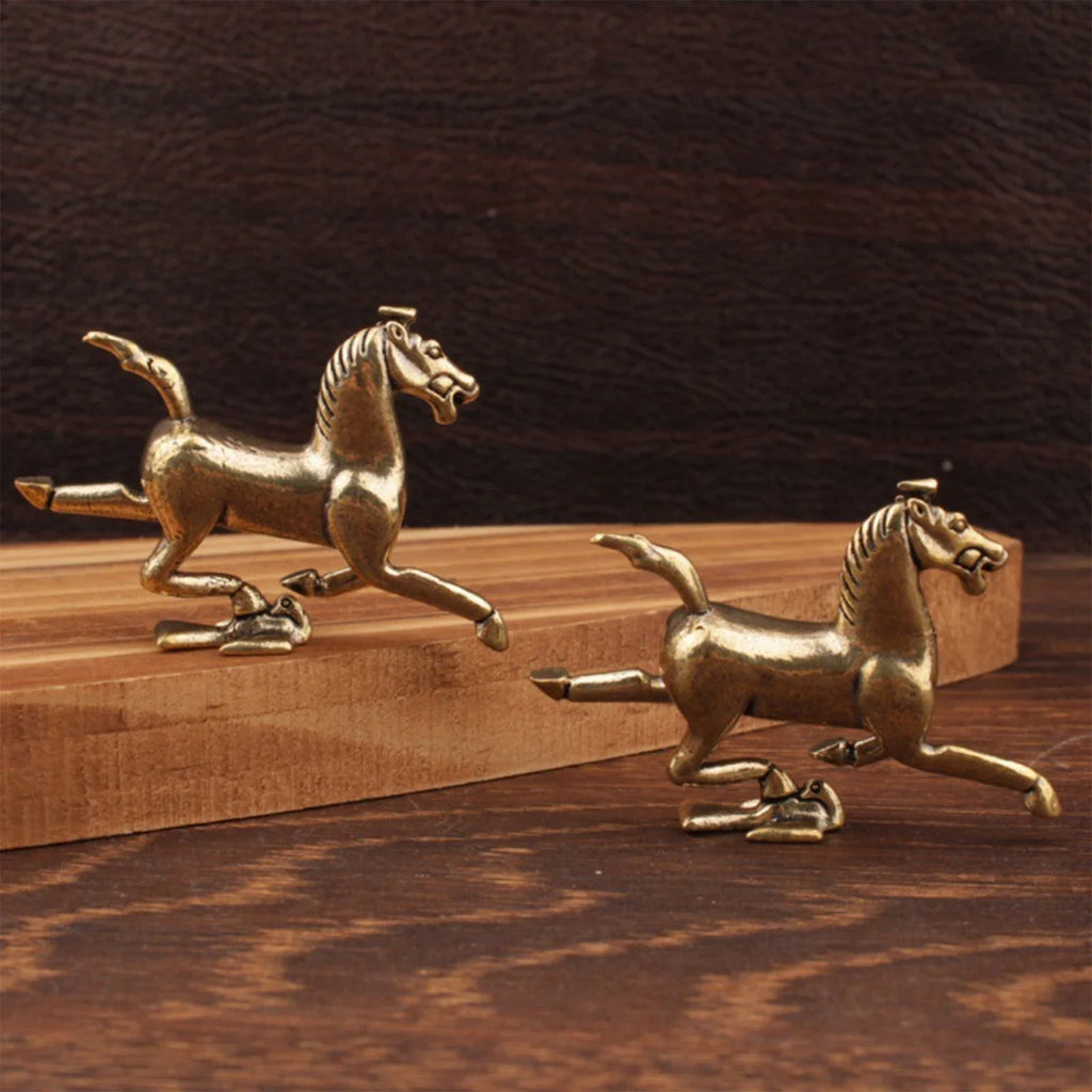 1Pcs Brass Horse Figurines Chinese New Year Zodiac Horse Ornament Feng Shui Lucky Statue Home Office Desktop Decoration Crafts Zpaxo