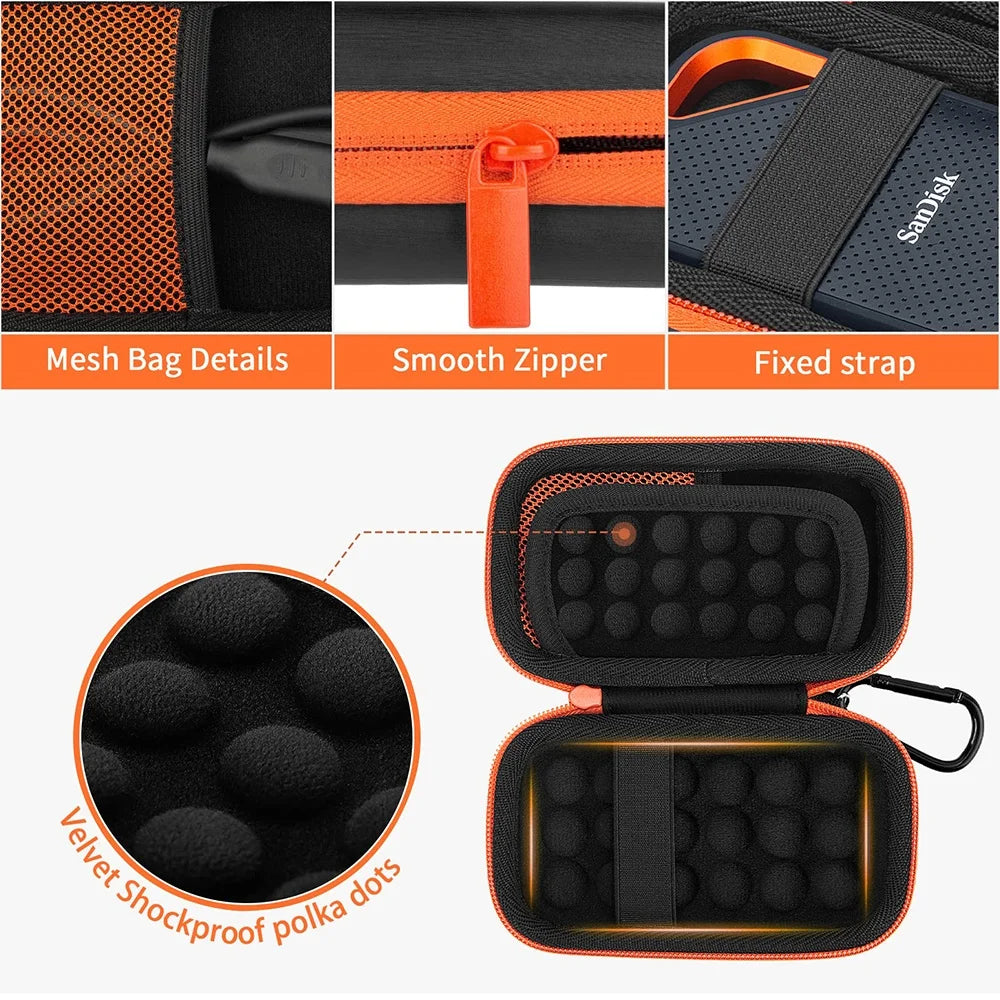 Hard Case for Universal MP3/MP4/SanDisk Extreme Pro/SanDisk Extreme Portable External SSD 1TB/2TB/4TB,Travel Cover Storage Bag Zpaxo