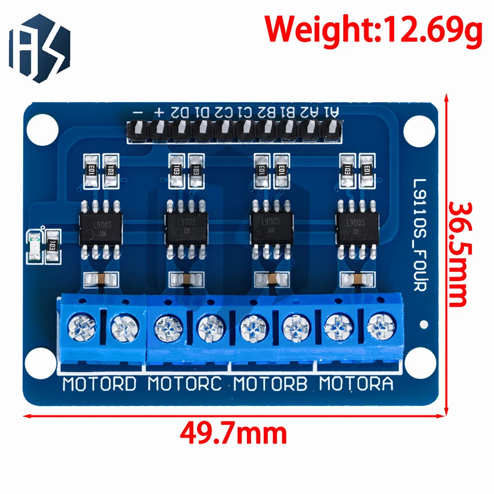 L9110S 4-Channel DC Motor Driver Module Dual H-bridge 2 5V-12V 800mA Zpaxo