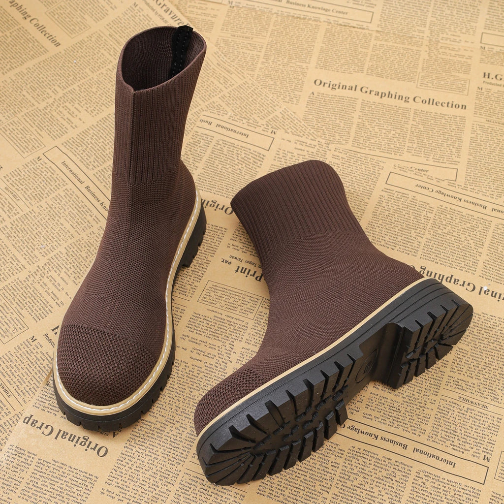 2025 New Women Boots Autumn Winter Shoes Women Designer Ankle Boots Comfortable Lightweight Shoes Short Knitting Platform Boots Zpaxo