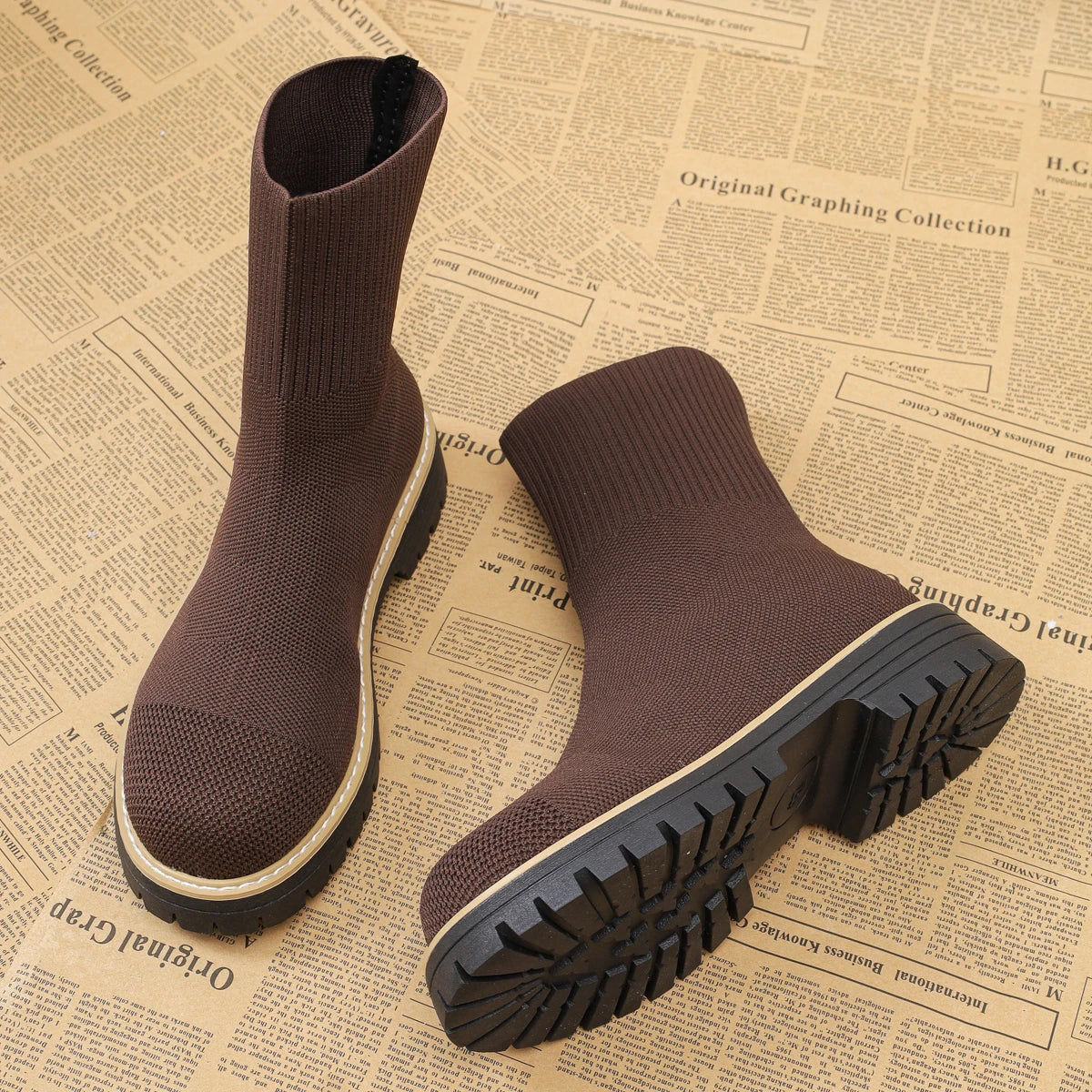 2025 New Women Boots Autumn Winter Shoes Women Designer Ankle Boots Comfortable Lightweight Shoes Short Knitting Platform Boots Zpaxo