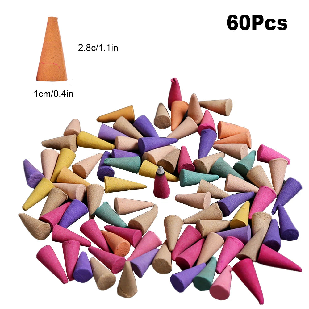 600- Odor Remover Incense Colorful Scented Cones Relief Fragrance Zpaxo