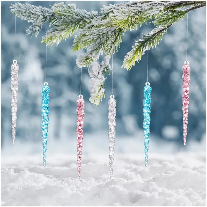 Christmas Home Decor 12PCS Hanging Ornaments - Creative Acrylic Simulated Icicles For Christmas Tree