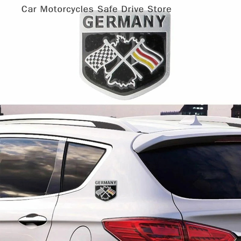 CM3D Aluminium Auto Car Emblem Germany German Flag Logo Grille Badge