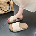 Fashionable Women's Summer Retro Wear-resistant Soft Sole Thick Heel Zpaxo Beige 35