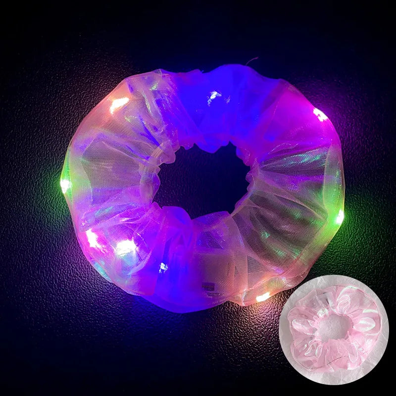 LED Light Hair Scrunchies Up Elastic Glow Hairbands Mermaid Party Zpaxo Pink 10pcs