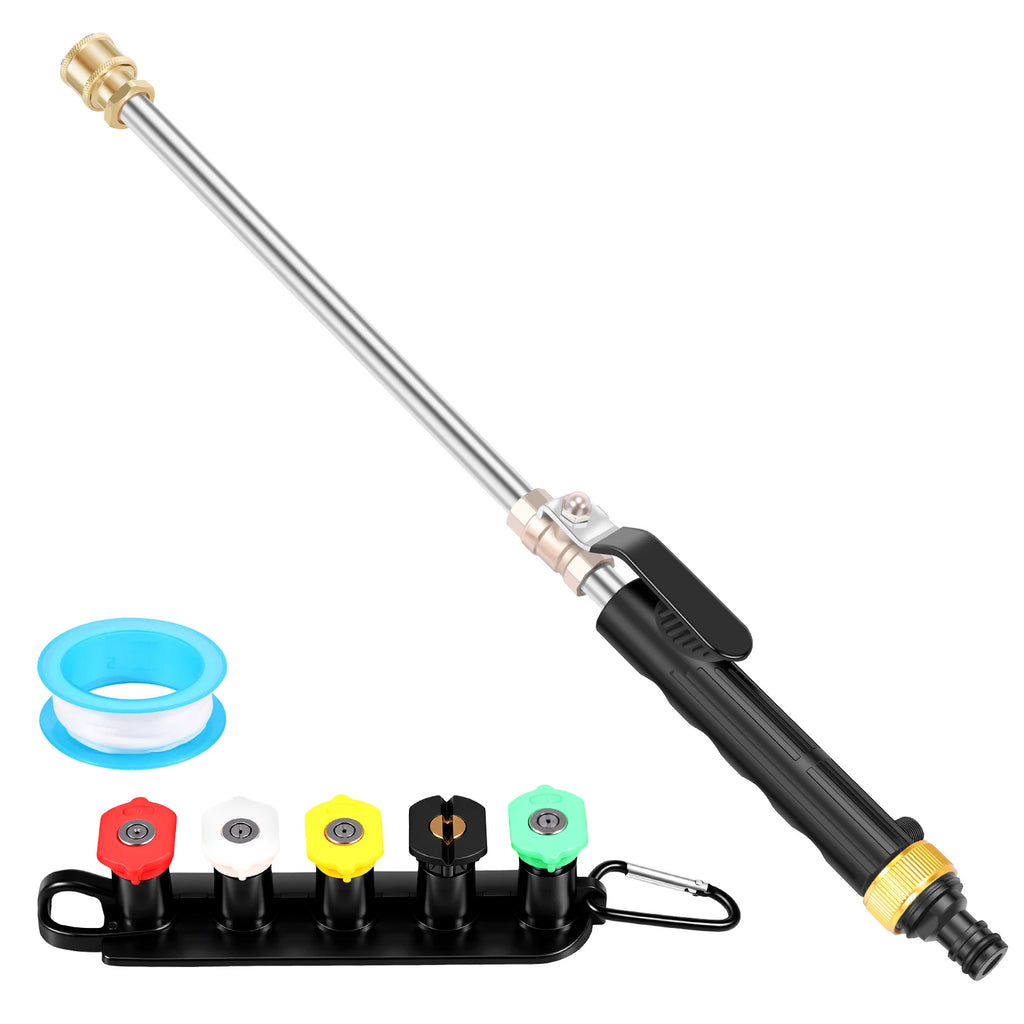 High Pressure Washer Wand Metal 42.6cm Spray Gun 7 Patterns Leakproof Garden Hose Nozzle For Car Washing Yard Roof Cleaning Tool Zpaxo A Set