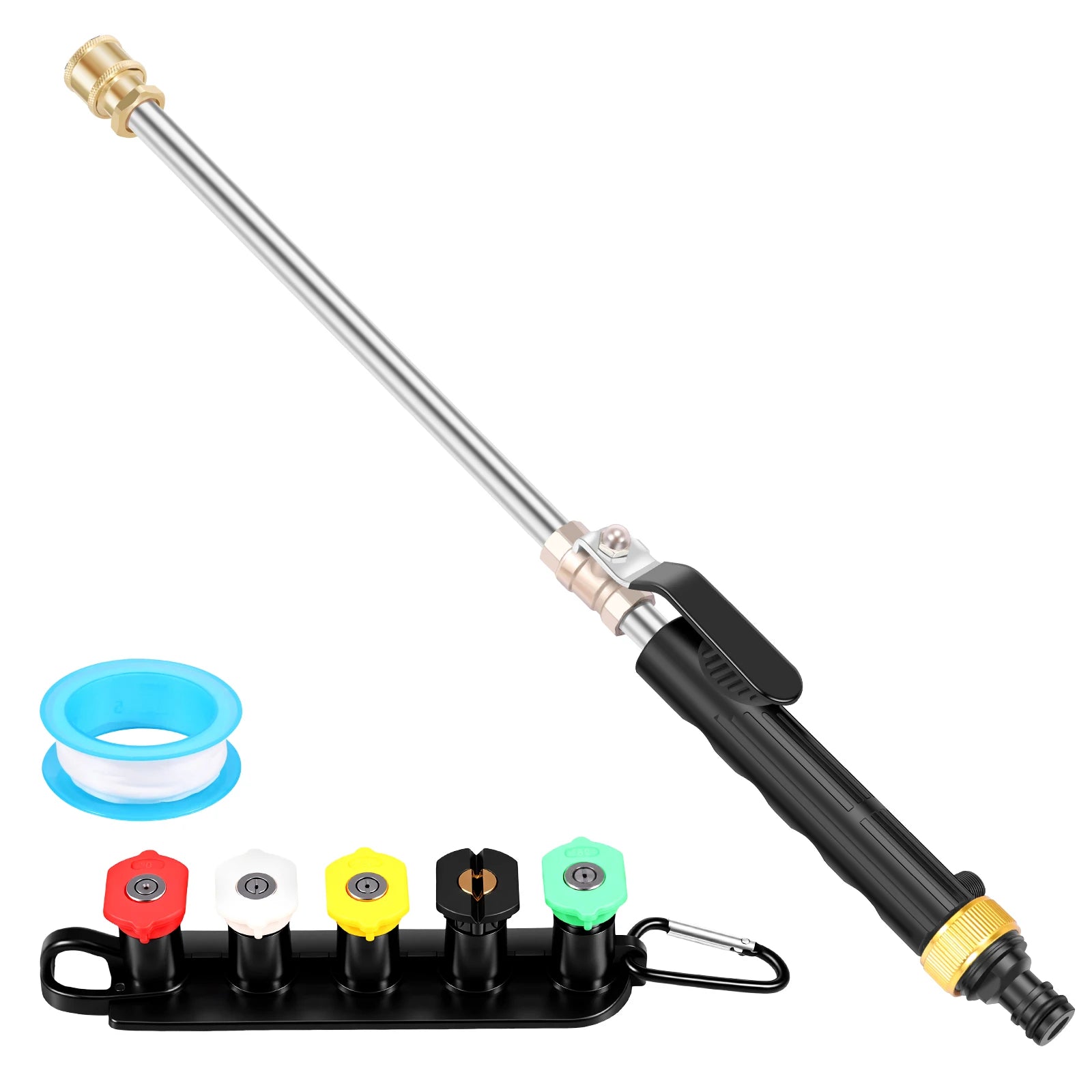 High Pressure Washer Wand Metal 42.6cm Spray Gun 7 Patterns Leakproof Garden Hose Nozzle For Car Washing Yard Roof Cleaning Tool Zpaxo A Set
