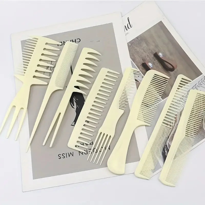 8-Piece Professional Hair Comb Set - High Quality Comb for All Hair Types and Style - Great for Barber Salon and Home Use, Travel Essentials Zpaxo